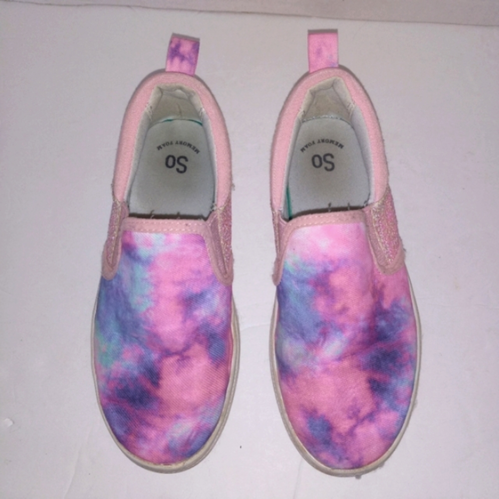 SO artic pink tie dye & sparkle  girls slip ons size 6